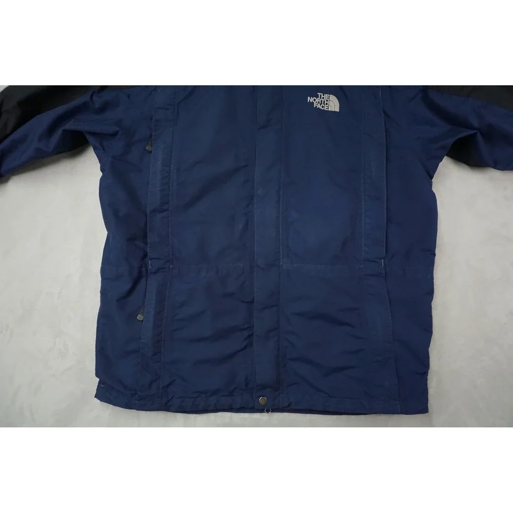 The North Face HyVent Jacket Men XL Navy Blue Lined Full Zip Hooded Rain Outdoor